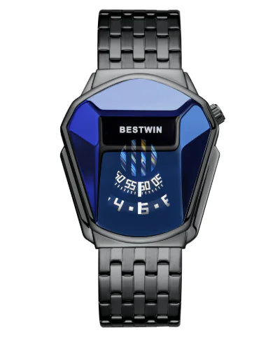 Reloj Dorado de Cuarzo de Lujo para Hombre con Diseño Geométrico