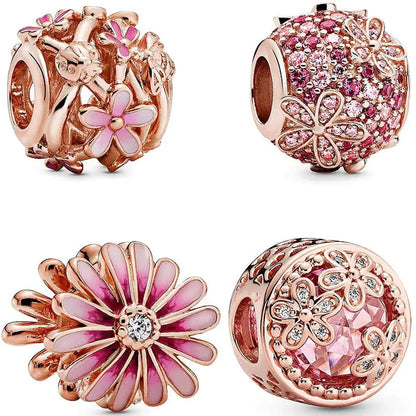 Dijes de Margarita Rosa Dorado para Pulseras de Pandora Originales