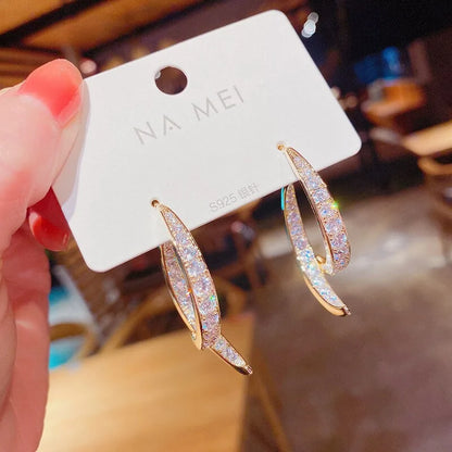 Pendientes de Cristal Curvados y Cruzados de Moda